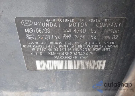 2009 Hyundai Azera Limited from USA, damaged, VIN KMHFC46F29A342475